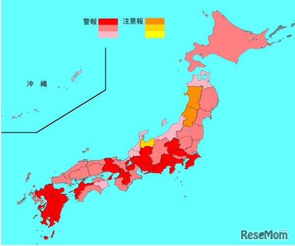 インフルエンザ流行レベルマップ（2024年第51週）