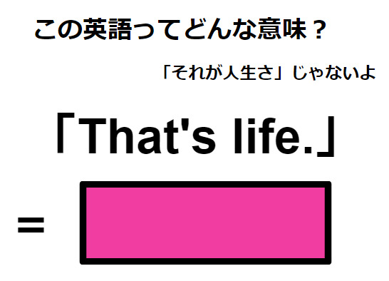 この英語ってどんな意味？「That’s life.」