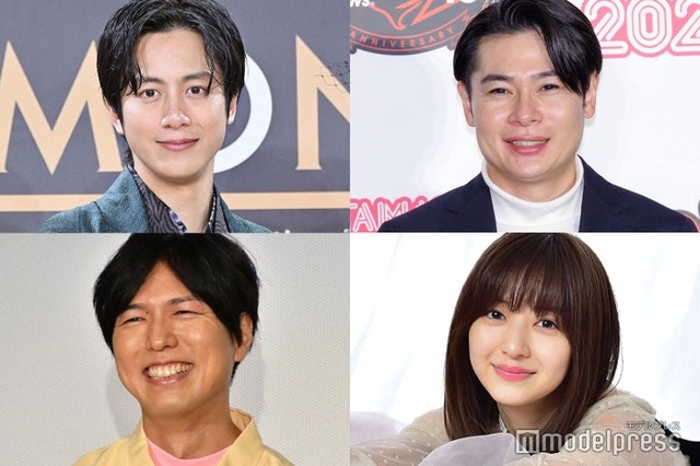 （左から時計回りに）溝端淳平、吉村崇、逢沢りな、神谷浩史 （C）モデルプレス