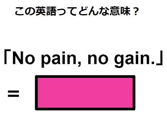 この英語ってどんな意味？「No pain, no gain. 」