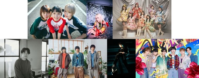 （左から時計回りに）サバシスター、乃紫、FRUITS ZIPPER、ONE N’ ONLY、Little Black Dress、マルシィ、星野源