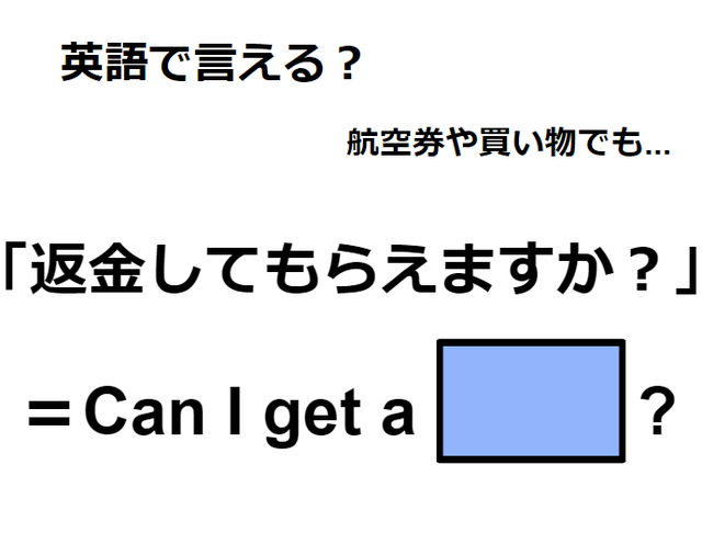 英語で「返金してもらえますか？」はなんて言う？