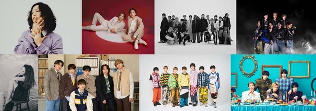 （上段左から）キタニタツヤ、King ＆ Prince、、THE RAMPAGE、三代目 J SOUL BROTHERS（下段左から）JUJU、Travis Japan、なにわ男子、M!LK（提供写真）