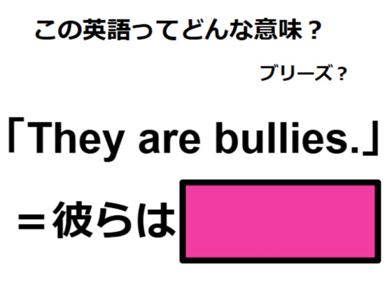 この英語ってどんな意味？「They are bullies. 」