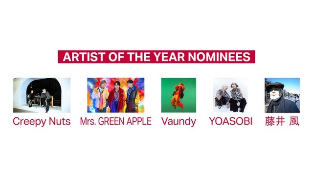 「MUSIC AWARDS JAPAN 2025」最優秀アーティスト賞ノミネート一覧（提供写真）