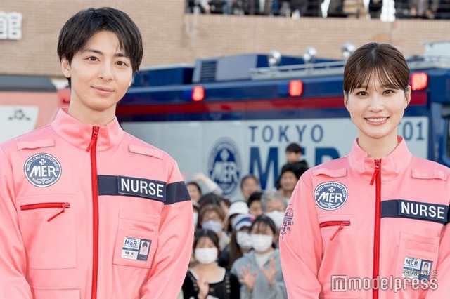 「TOKYO MER〜走る緊急救命室〜南海ミッション」全国出動セレモニーに出席した高杉真宙、生見愛瑠（C）モデルプレス