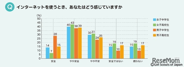 インターネットを使うとき、どう感じているか　(c) Girl Scouts of Japan