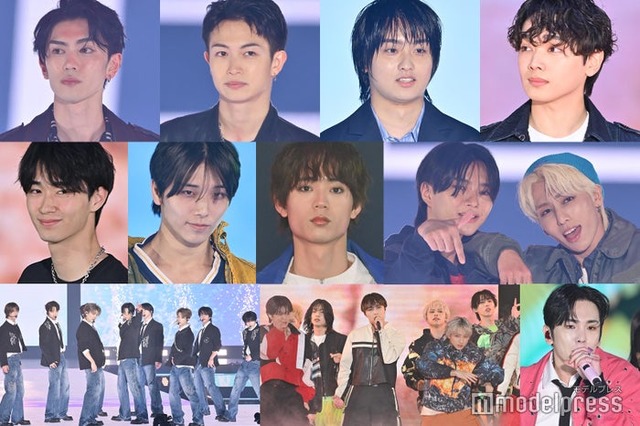 （上段左から）樋口幸平、綱啓永、奥平大兼、宮世琉弥（中段左から）野村康太、高尾颯斗、水沢林太郎、浦野秀太、中川勝就（下段左から）&TEAM、BUDDiiS、キー（C）モデルプレス