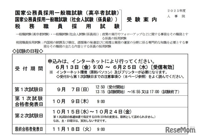 受験案内（一部）