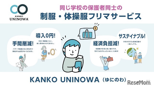 保護者同士が制服・体操服を売買できるフリマサービス「KANKO UNINOWA（ゆにのわ）」