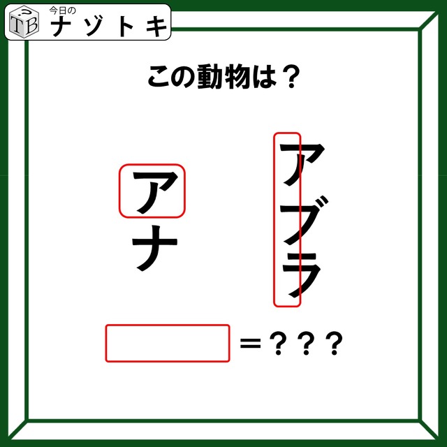 クイズです！「図が表す動物は何でしょうか？」ワクの位置も重要みたいですよ！【難易度LV３.・中辛】