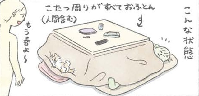 畳んだこたつに入る愛犬むっく…まるで屋根付きの寝床を見つけたよう【うちのむっくはいつも楽しそう #７ 】