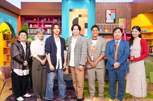 （左から）近藤春菜、ホラン千秋、上田竜也、櫻井翔、大久保嘉人、せいや、坂井仁香（C）日本テレビ