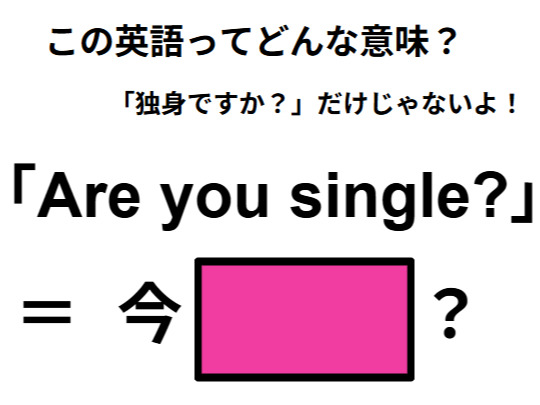 この英語ってどんな意味？「Are you single? 」