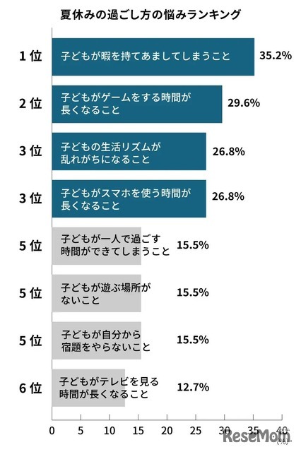 夏休みの過ごし方の悩みランキング