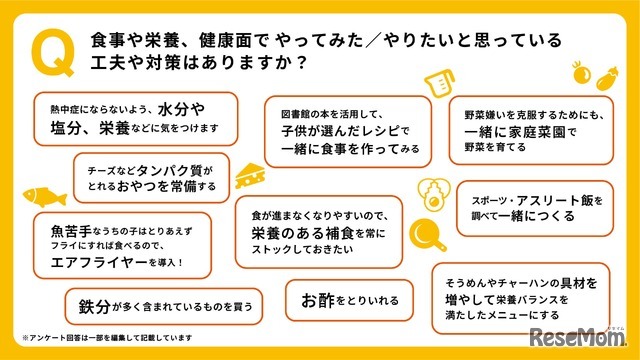 食事や栄養、健康面での工夫