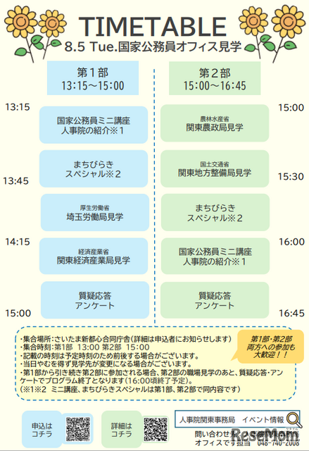 小中校生向け職場見学タイムスケジュール