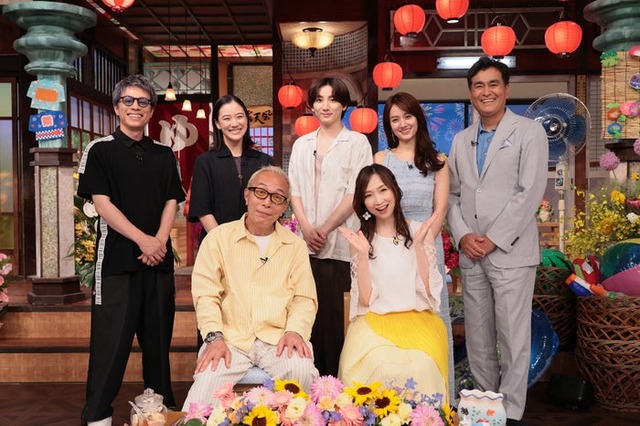 （後列）田村淳、蒼井優、京本大我、谷まりあ、石原良純（前列）所ジョージ、森口博子（C）日本テレビ