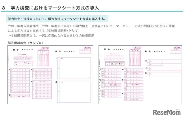 解答用紙の例（サンプル）