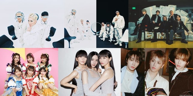 （左から時計回りに）m-flo、n-choco、Da-iCE、BOYNEXTDOOR、Perfume、超ときめき◆宣伝部（提供写真）