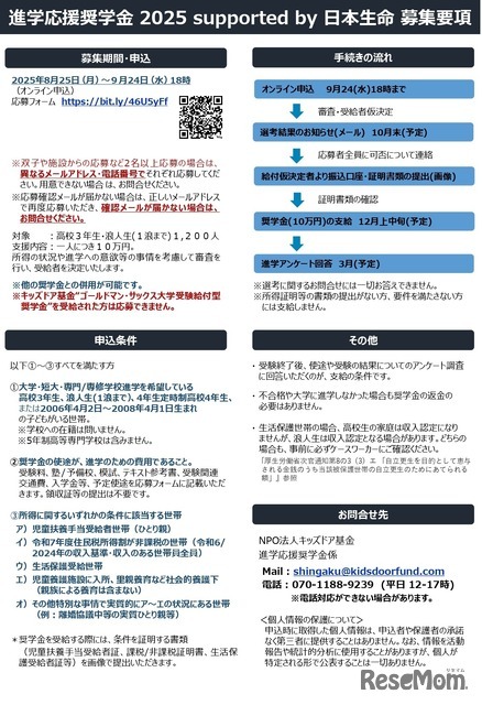 進学応援奨学金 2025 supported by 日本生命