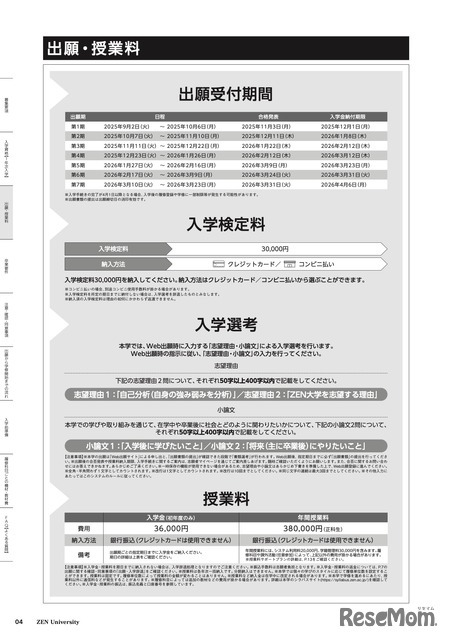 出願・授業料