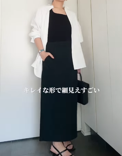 この秋、下半身細見えを狙うなら【GU】のナロースカート。きちんと感もあって名品になる予感【40代の毎日コーデ】