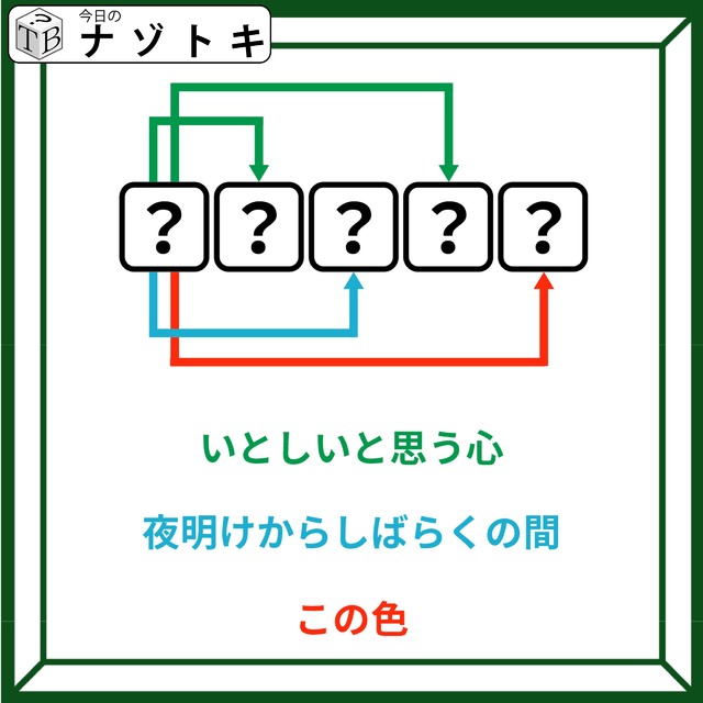 クイズです！「３つの単語から5文字の単語を導こう」いとしいと思う心とは？【難易度LV３.・中辛】