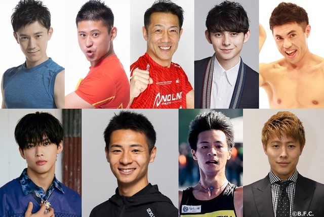 （上段左から）森渉、ワタリ119、森脇健児、ハリー杉山、小島よしお （下段左から）菅田琳寧、赤﨑暁（中央2枚）、柿谷曜一朗（提供写真）