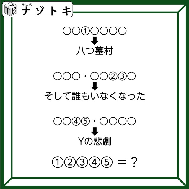 クイズです！「導き出される言葉は何？」矢印の下の言葉は、とても有名な作品名ですね【難易度LV３.・中辛】