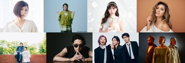 （上段左から）絢香、こっちのけんと、櫻井優衣、シェネル（下段左から）セカンドバッカー、Hilcrhyme、Mrs. GREEN APPLE、WANIMA（提供写真）