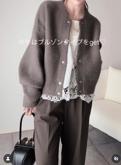 今期、注目したいブラウン系ワントーンスタイル。品格漂うブルゾン×レースならやわらかな印象に【40代の毎日コーデ】