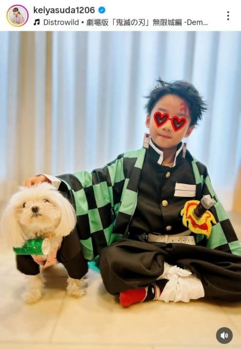 保田圭、7歳息子が炭治郎に変身！ハロウィン仮装SHOTに「再現度めちゃくちゃ高い」の声