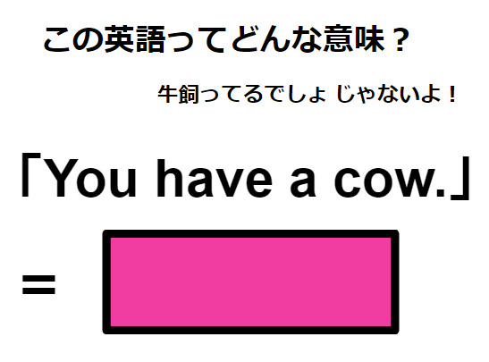 この英語ってどんな意味？「You have a cow.」