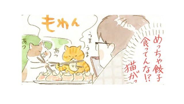 猫が見守る中で食べるニンニク３倍マシマシ餃子。真夜中に味わっているのは…!?【深夜３時のくろねこ喫茶  #６】