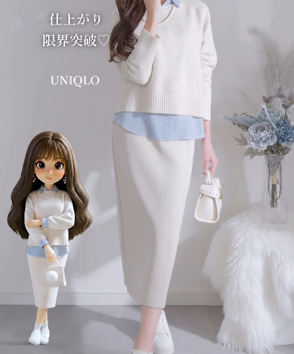 どの色も使える【ユニクロ】ふんわり優秀ニット。「白」で作る大人のやさしげ冬スタイル【40代の毎日コーデ】