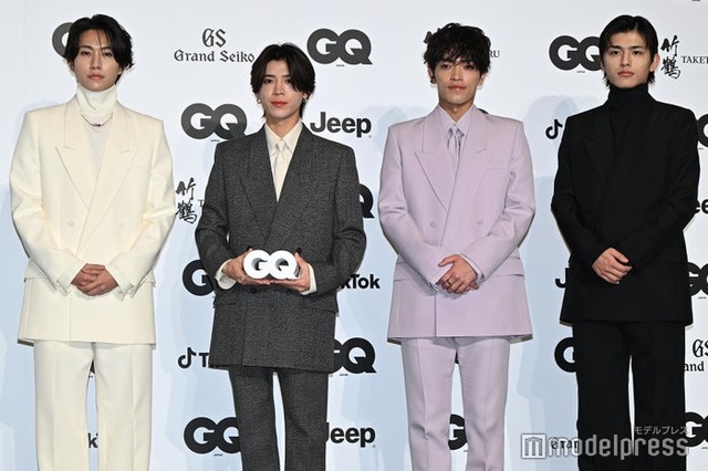 「GQ MEN OF THE YEAR 2025／20th Anniversary」フォトコールに出席した橋本将生、松島聡、原嘉孝、篠塚大輝（C）モデルプレス