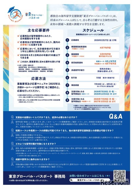 大学生等向けの海外留学支援制度「東京グローバル・パスポート」