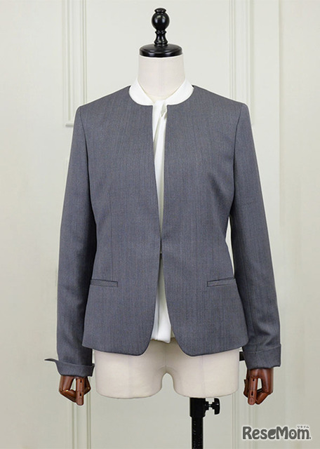 「レディースノーカラークルーネック（丸襟）ジャケット」