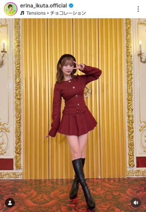 生田衣梨奈、ほっそり美脚のミニワンピSHOTに絶賛の声「お人形さんみたいなスタイルで憧れ」