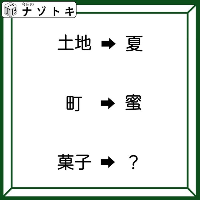 クイズです！「土地→夏、町→蜜」ここにある法則、わかりますか？【難易度LV３.・中辛】