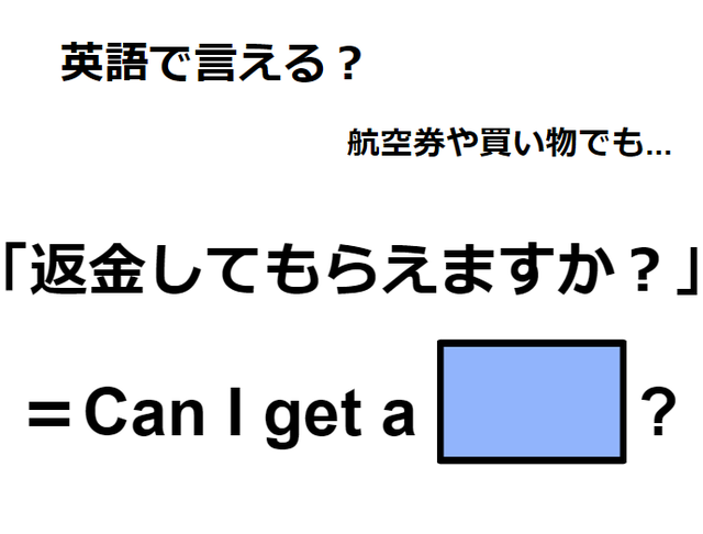 英語で「返金してもらえますか」は何て言う？