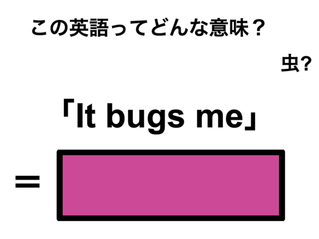 この英語ってどんな意味？「It bugs me」