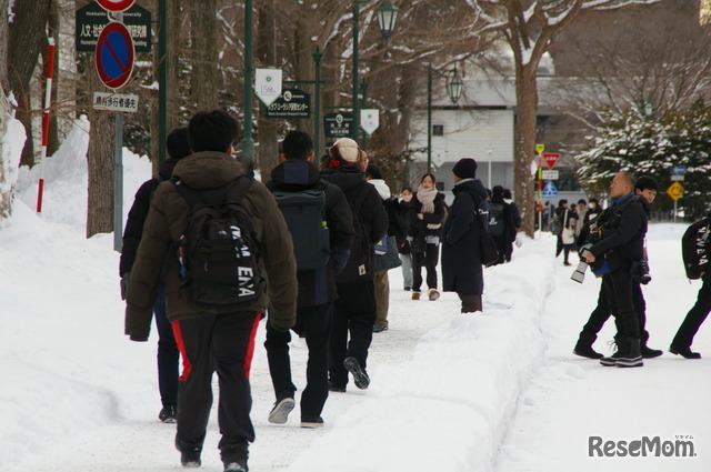 北海道大学試験場（札幌キャンパス）2026年1月17日 共通テスト1日目のようす