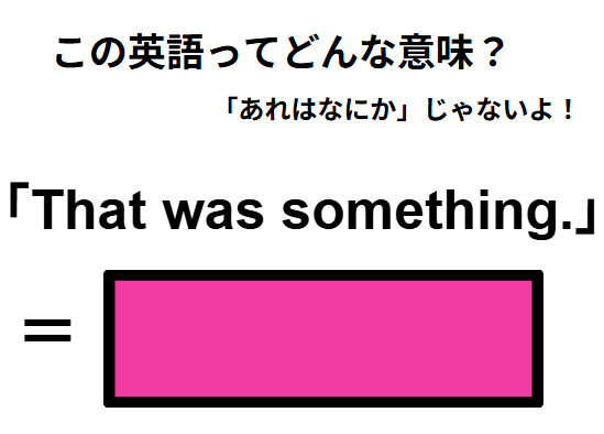 この英語ってどんな意味？「That was something.」