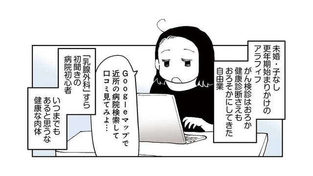 乳がんの可能性あり。今まで健康だった「アラフィフおひとりさま」ががんになったら…【50代おひとり様、５％の希少乳がんになりました #１】