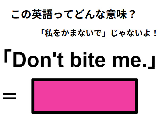 この英語ってどんな意味？「Don’t bite me.」