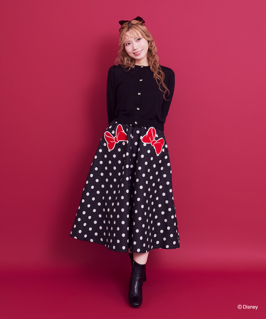 ミニー／リボンギャザースカート（Black）￥13,500