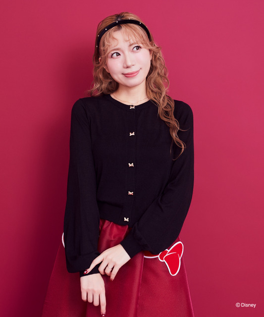 ミニー／リボンボタンUVカーディガン（Black）￥11,500