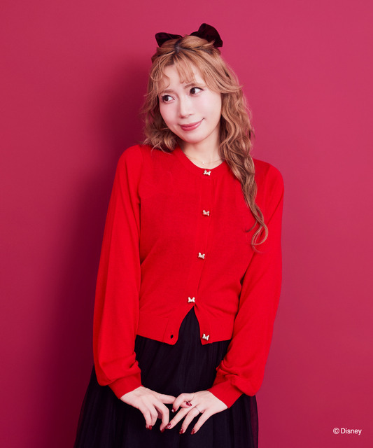 ミニー／リボンボタンUVカーディガン（Red）￥11,500